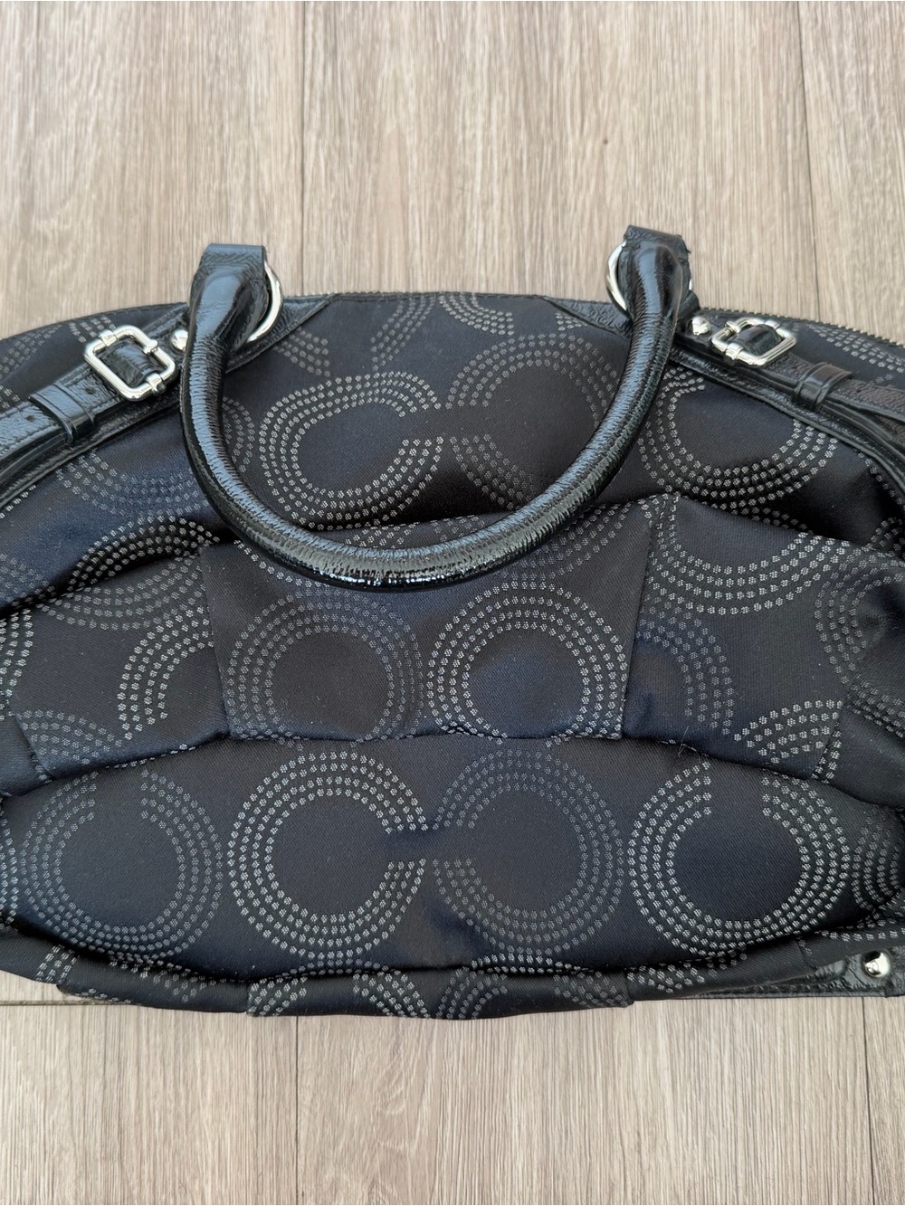 Coach Black Madison Dotted Op Art Sophia Satchel - Gem